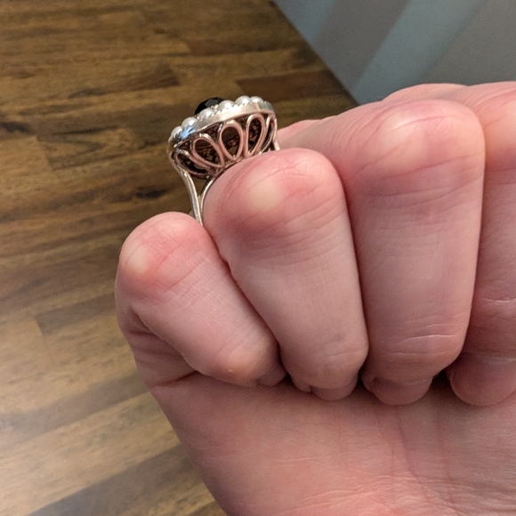 Tiffany Ziegfeld Onyx and Pearl Cocktail Ring - Picture 8 of 8